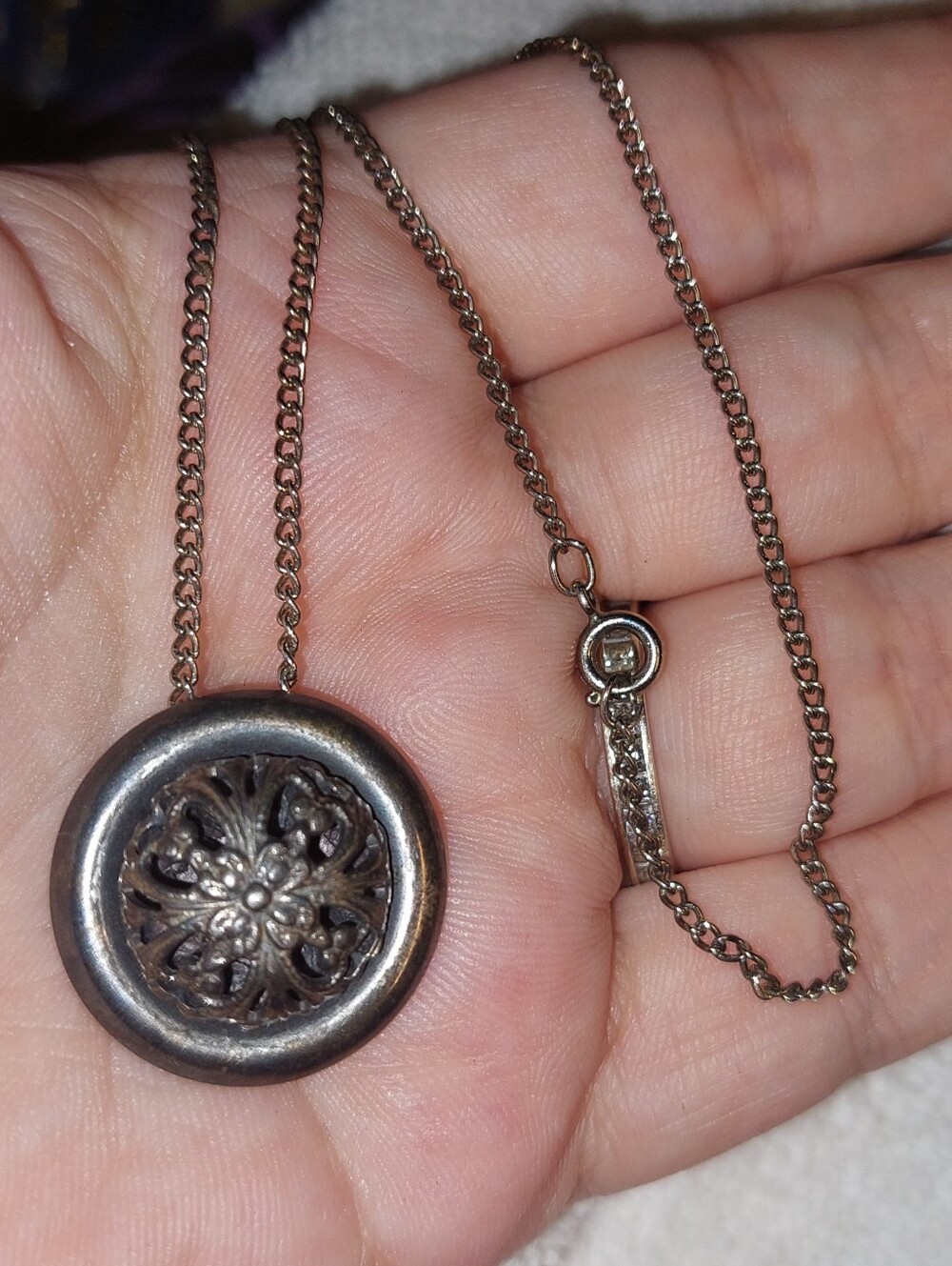 Napier Upcycled Silvertone Floral Medallion Earring Pendant Necklace